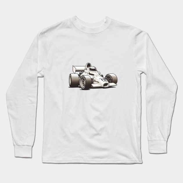 White Formula One Race Car Long Sleeve T-Shirt by Artifyio